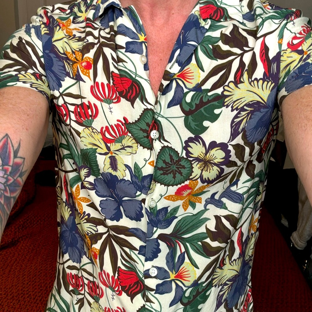 Topman short sleeve multi color flower pattern beach /summer shirt